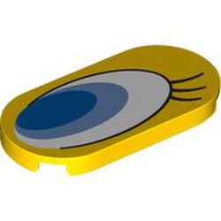 LEGO part 66857pr0016 Tile Round 2 x 4 with Blue/White Eye, Right print in Bright Yellow/ Yellow