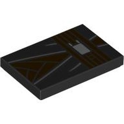 LEGO part 26603pr0153 Tile 2 x 3 with Black Jedi Robe, Dark Brown Shirt, Belt print in Black