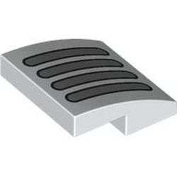LEGO part 15068pr0103 Slope Curved 2 x 2 x 2/3 with Silver Vent print in White