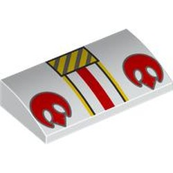 LEGO part 88930pr0041 Slope Brick Curved 2 x 4 x 2/3 No Studs with Yellow/Red/Silver Strips, Red Rebel Symbol print in White