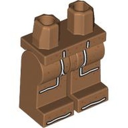 LEGO part 970c23pr0003 Hips and Medium Nougat Legs with Ginger Bread, White Icing Lines print in Medium Nougat