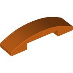 LEGO part 93273 Slope Curved 4 x 1 Double with No Studs in Reddish Orange