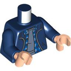 LEGO part 973c05h02pr0005 Torso, Dark Blue Arms, Light Nougat Hands with print in Earth Blue/ Dark Blue