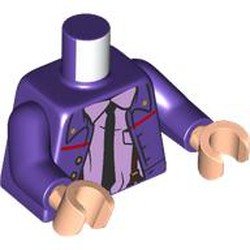 LEGO part 973c09h02pr0001 Torso, Dark Purple Arms, Light Nougat Hands with print in Medium Lilac/ Dark Purple