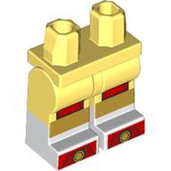 LEGO part 970c44pat27pr0001 Hips with Bright Light Yellow Legs and White Boots Pattern with print in Cool Yellow/ Bright Light Yellow