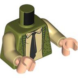 LEGO part 973c26h02pr0003 Torso, Tan Arms, Light Nougat Hands with print in Olive Green