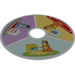 LEGO part 111618 Disc for Duplo Spinner with Bluey Scenes print in White