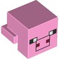Minifig Head Special, Cube with Rear Ledge, Pixelated Black, White and Dark Red Face, Black Snout Outline Print (Pig)