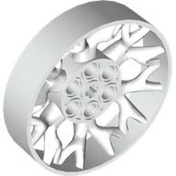 LEGO part 7230 Wheel 7 x 7 with Center Axle Hole, 6 Pin Holes, Curved Spokes in White