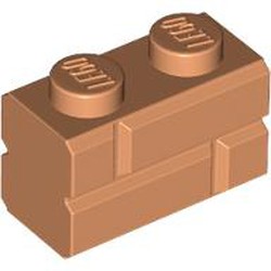 LEGO part 98283 Brick Special 1 x 2 with Masonry Brick Profile in Nougat