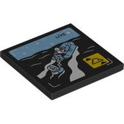 LEGO part 1751pr0017 Tile 4 x 4 with Rubber Raft Rescue print in Black