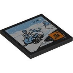 LEGO part 1751pr0016 Tile 4 x 4 with Snowmobile print in Black