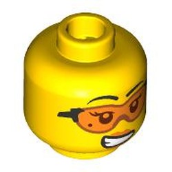 LEGO part 28621pr9656 Minifig Head with print in Bright Yellow/ Yellow