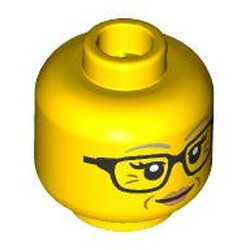 LEGO part 28621pr9654 Minifig Head with print in Bright Yellow/ Yellow