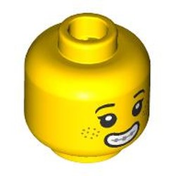 LEGO part 28621pr9655 Minifig Head with print in Bright Yellow/ Yellow