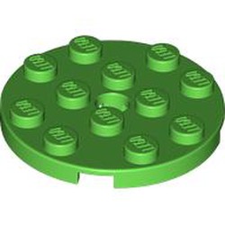 LEGO part 60474 Plate Round 4 x 4 with Pin Hole in Bright Green