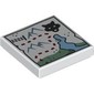 Tile 2 x 2 with Arctic Map, Train Tracks, Mountains, Water, Wolf print