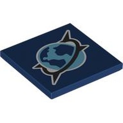 LEGO part 1751pr0018 Tile 4 x 4 with Arctic Explorer Symbol print in Earth Blue/ Dark Blue