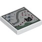 Tile 2 x 2 with Arctic Map, Train Tracks, Mountains, Fox print