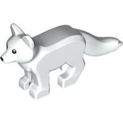 LEGO part 112410pr0001 Animal, Snow Fox with Black Eyes print in White