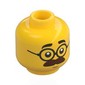 Minifig Head Ted Brickle, Thick Reddish Brown Moustache, Black Glasses, Neutral/Surprised