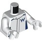 Torso, Racing Suit, Dark Blue Markings, 'W' print, White Arms and Hands