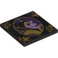 Tile 4 x 4 with Dark Purple/Lavender Maleficent Portrait, Gold Border, Symbols, '1959' print