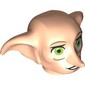 Minifig Head Special, Dobby with Lime Green Eyes and Open Black Mouth Print