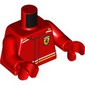 Torso, Racing Suit, White/Yellow Stripes, Ferrari Logo print, Red Arms and Hands