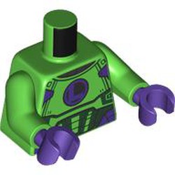 LEGO part 973c06h09pr0001 Torso, Bright Green Arms, Dark Purple Hands with print in Bright Green