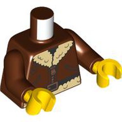 LEGO part 973c19h01pr0002 Torso, Reddish Brown Arms, Yellow Hands with print in Reddish Brown