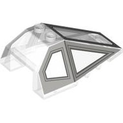 LEGO part 7790pr0001 Windscreen 4 x 6 x 2 with Light Bluish Grey X-Wing Cockpit print in Transparent/ Trans-Clear