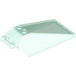 LEGO part 21849 Windscreen 8 x 4 x 2 with Handle and 2 Studs [Solid Studs] [Plain] in Transparent Blue with Opalescence/ Satin Trans-Light Blue