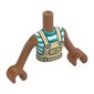 Minidoll Torso Woman with Sienna Brown Arms and Hands with Tan Overall, White/Dark Turquoise Stripes Shirt print