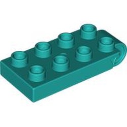 LEGO part 16686 Duplo Plate 2 x 5 with 8 Studs and Hinge in Bright Bluish Green/ Dark Turquoise