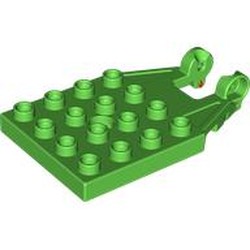 LEGO part 65085 Duplo Plate 4 x 4 with 16 Studs and Reinforced Hinge in Bright Green