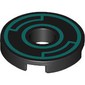 Tile Round 2 x 2 with Hole with Dark Turquoise Circles print