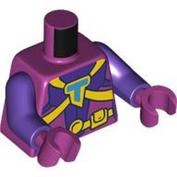 LEGO part 973c09h37pr0001 Torso, Dark Purple Arms, Magenta Hands with print in Bright Reddish Violet/ Magenta