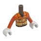 Minidoll Torso Woman with Reddish Brown Arms and White Hands with Reddish Orange Firefighter Uniform, Bright Light Yellow/Silver Safety Stripes, Black Belt print