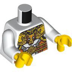 LEGO part 973c27h01pr0057 Torso, White Arms, Yellow Hands with print in White