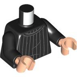 LEGO part 973c03h02pr0009 Torso, Black Arms, Light Nougat Hands with print in Black