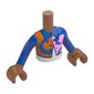 Minidoll Torso Boy with Sienna Brown Arms and Hands with Blue Jacket, Reddish Orange/Bright Pink Shapes, White Shirt print