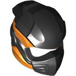 LEGO part 5990pat0006 Helmet, Ninja with Wraps Orange Pattern in Black