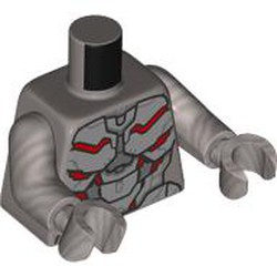 LEGO part 973c30h30pr0003 Torso, Flat Silver Arms and Hands with print in Silver Metallic/ Flat Silver