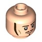 Minifig Head Will Turner, Dark Brown Eyebrows, Moustache, Goatee, Sideburns, Neutral / Angry Scowl