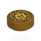 Tile Round 1 x 1 with Dark Red Doubloon, Minifig Head print