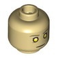 Minifig Head Data, Dark Tan Eyebrows, Gold Eyes, Neutral / Raised Eyebrow