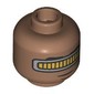 Minifig Head Geordi La Forge, Black Eyebrows, Gold Visor, Neutral / Smile with Teeth
