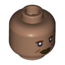 LEGO part 28621pr9533 Minifig Head Guinan with print in Medium Brown