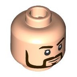 LEGO part 28621pr9531 Minifig Head William T. Riker with print in Light Nougat